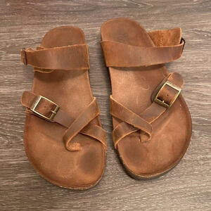 White mountain footbed brown leather Gracie sandal